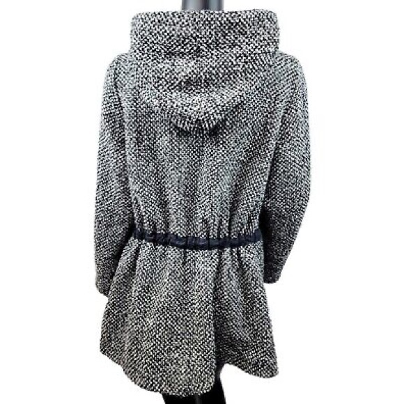 Free People Satelite Image Wool Blend Hooded Swing Coat Black White Size Small - Picture 6 of 7